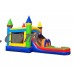 Pogo Rainbow Commercial Kids Jumper Inflatable Bounce House with Blower and Slide   